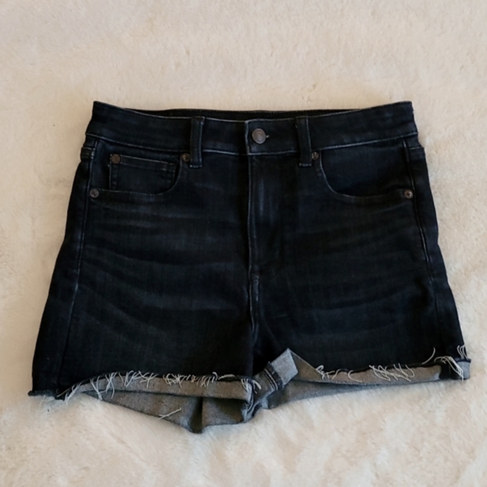 American Eagle Outfitters Dark Wash Next Level Stretch High Rise Shorts